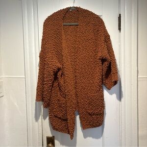 Miracle Croquet Textured Cardigan in Rich Brown with pockets